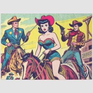 Retro Country Western Comics Tissue Paper