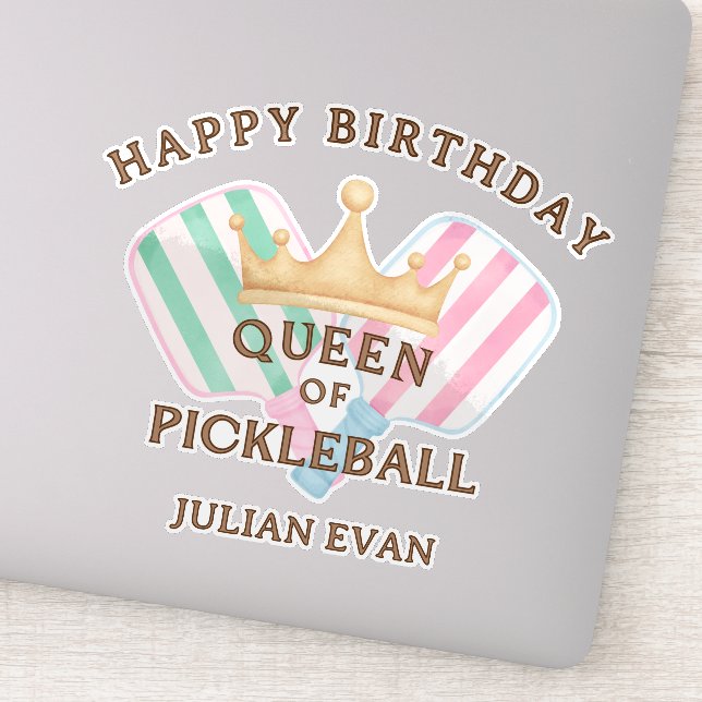 Retro County Club Queen of Pickleball Sticker (Detail)