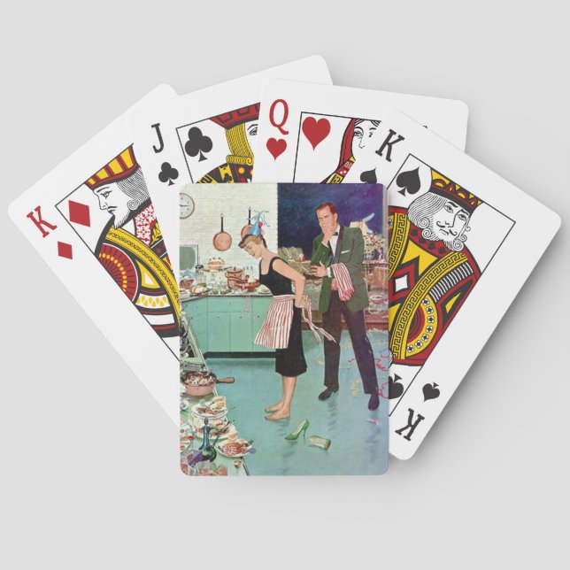Retro Couple After Party Poker Cards (Back)