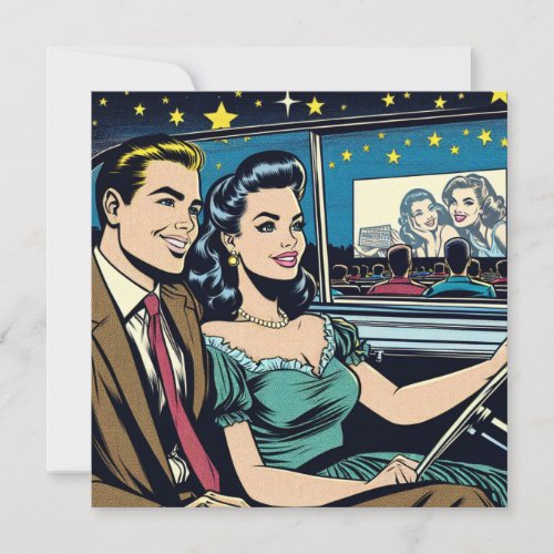 Retro Couple at Drive_In Movie Invitation