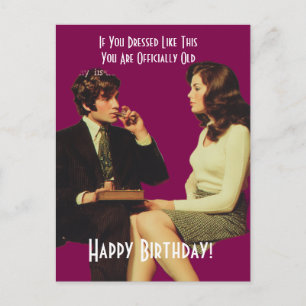 Retro Couple Happy Birthday Postcard