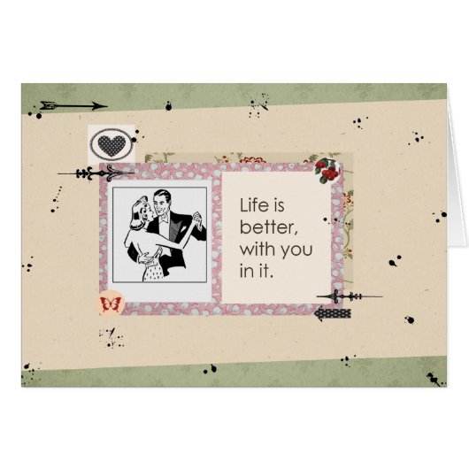 Retro Couple in a Cream and Green Scrapbook Page (Front Horizontal)