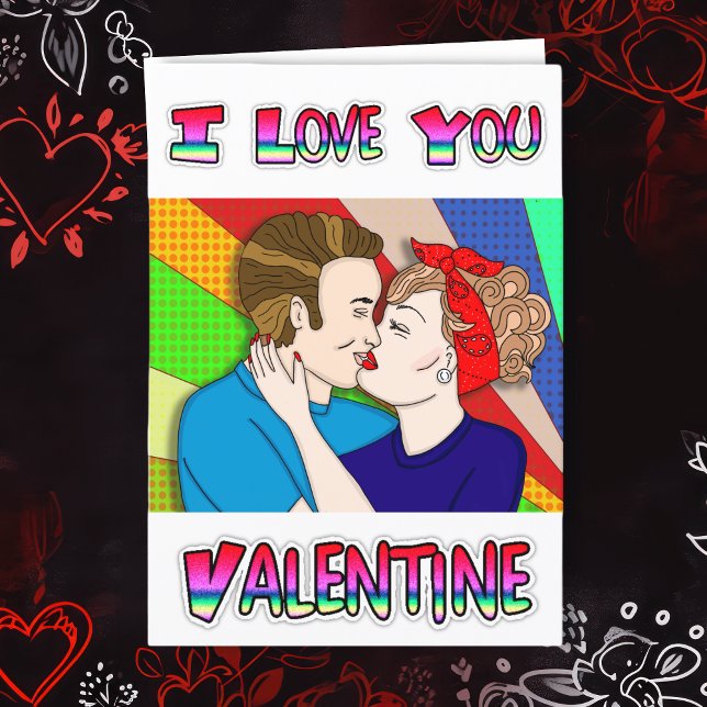 Retro Couple Kissing | Valentines Day  Card (Creator Uploaded)