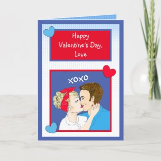 Retro Couple Kissing xoxo Valentines Day Card