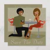 Retro Couple Save The Date Announcement (AA) (Front/Back)