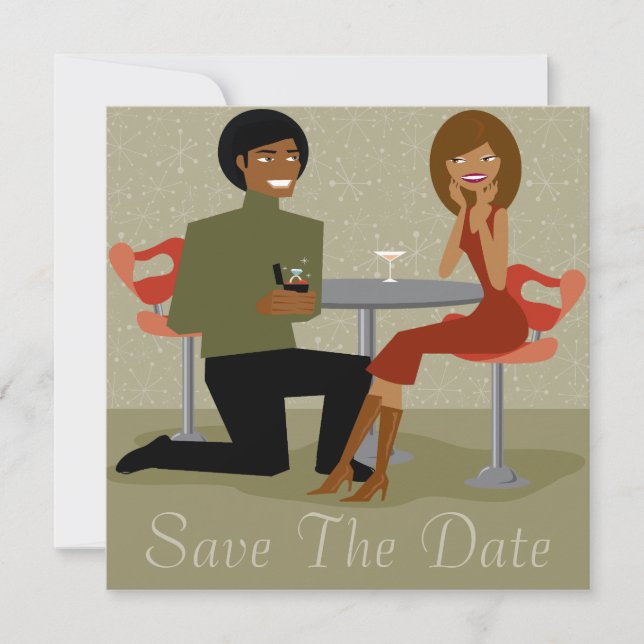 Retro Couple Save The Date Announcement (AA) (Front)