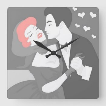 Retro Couple Wall Clock by ImGEEE at Zazzle