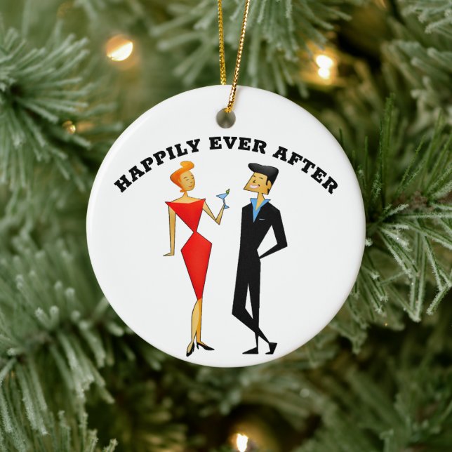 RETRO COUPLE WEDDING GIFT ORNAMENT (Tree)