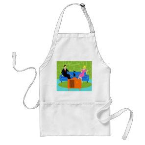 Retro Couple with Cat Apron