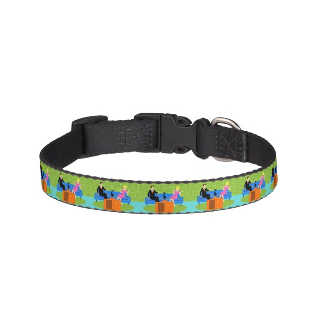 Retro Couple with Cat Dog Collar (Front)