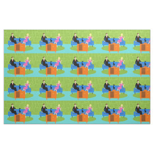 Retro Couple with Cat Fabric