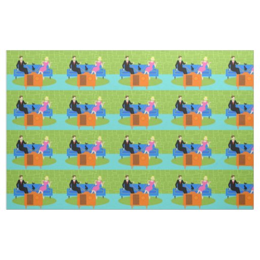 Retro Couple with Cat Fabric