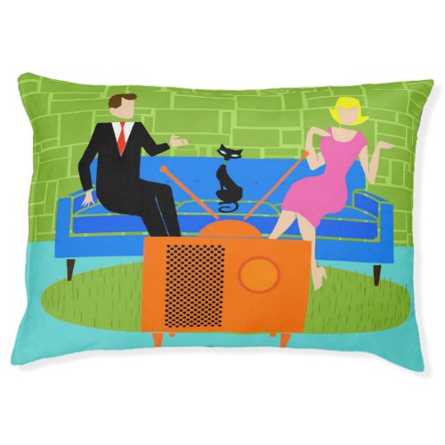 Retro Couple with Cat Pet Bed