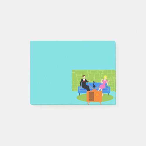 Retro Couple with Cat Post_It Notes