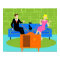 Retro Couple with Cat Poster