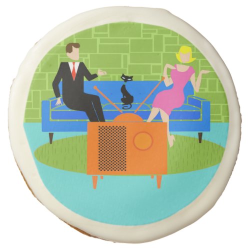 Retro Couple with Cat Sugar Cookies