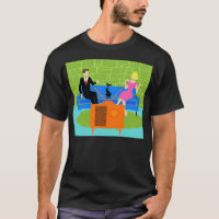 Retro Couple with Cat T-Shirt