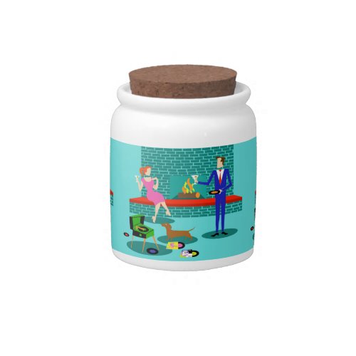 Retro Couple with Dog Candy Jar