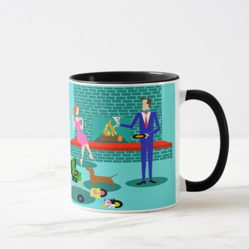 Retro Couple with Dog Mug