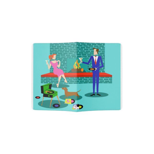 Retro Couple with Dog Passport Holder (Opened)