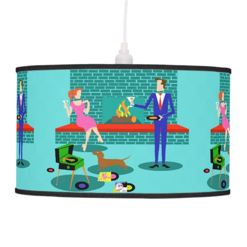 Retro Couple with Dog Pendant Lamp