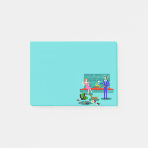 Retro Couple with Dog Post-It Notes