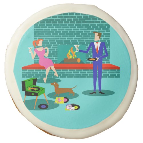 Retro Couple with Dog Sugar Cookies