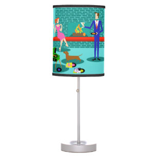 Retro Couple with Dog Table Lamp
