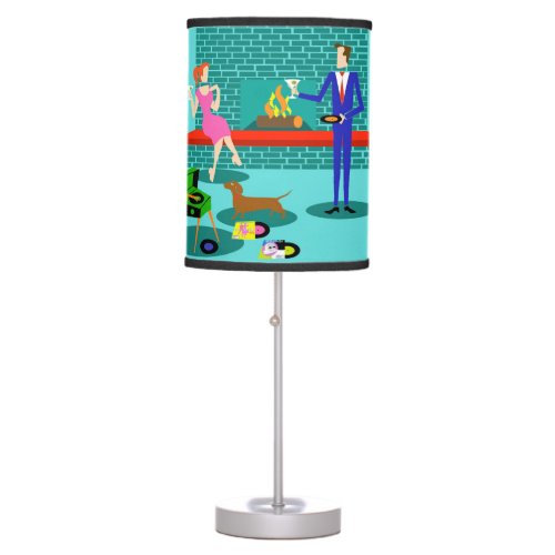 Retro Couple with Dog Table Lamp