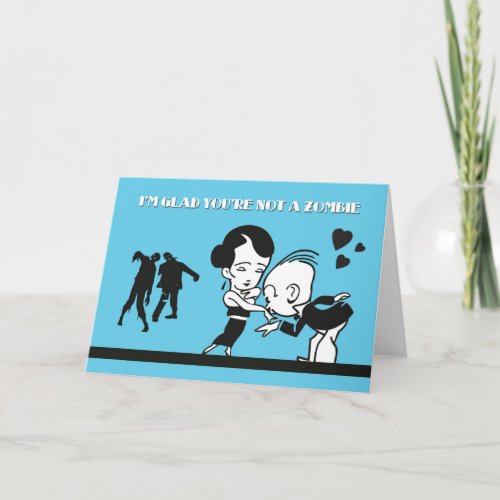 Retro Couple  Zombie Valentines Day Card