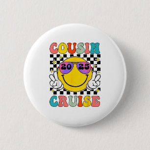 Retro Cousin Cruise 2025 Smile Face Matching Cruis Button