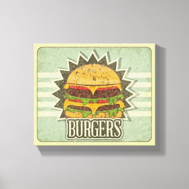 Retro Cover For Fast Food Menu Canvas Print (Front)