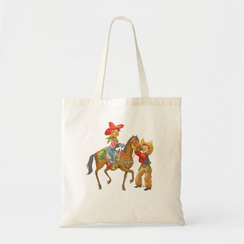 Retro Cowboy and Cowgirl cute vintage children Tote Bag