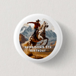 Retro Cowboy and Horse Western Button
