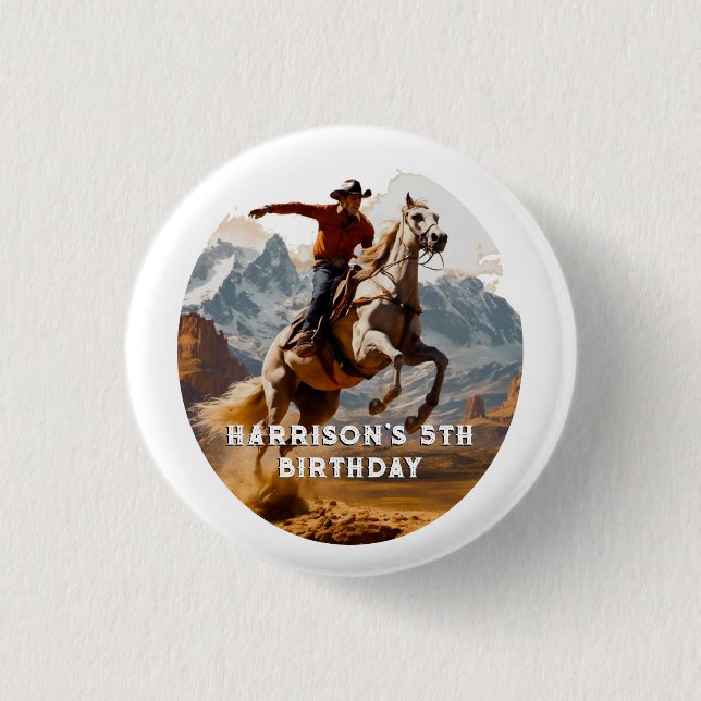 Retro Cowboy and Horse Western Button (Front)