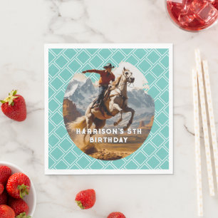 Retro Cowboy and Horse Western Napkins
