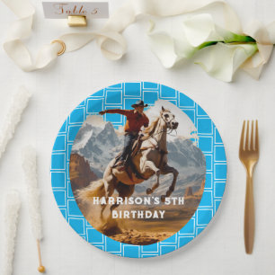 Retro Cowboy and Horse Western Paper Plates