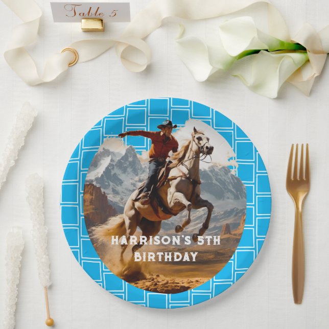 Retro Cowboy and Horse Western Paper Plates (Wedding)