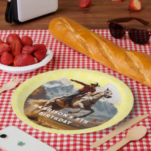 Retro Cowboy and Horse Western Paper Plates