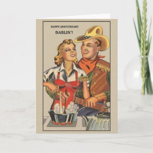 Retro Cowboy Anniversary Greeting Card