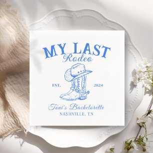 Retro Cowboy Blue Bachelorette Party Napkins