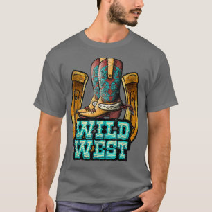 Retro Cowboy Boots Horseshoe Wild West Western Cou T-Shirt
