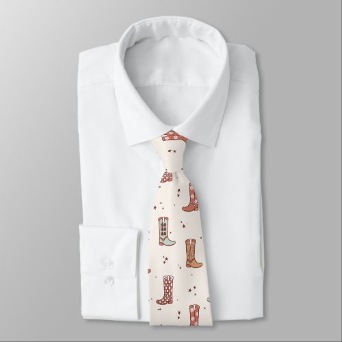 Retro Cowboy Boots Neck Tie