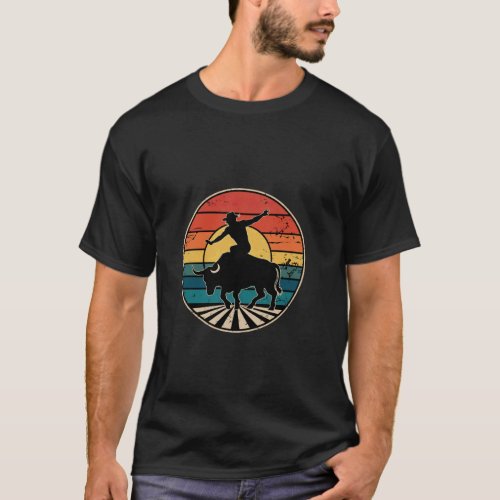 Retro Cowboy Bull Riding Rodeo T-Shirt