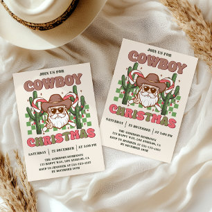 Retro Cowboy Christmas Party   Western Holiday     Invitation