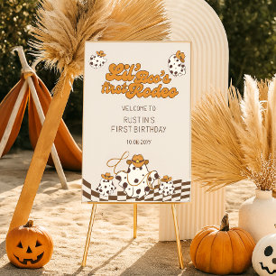 Retro Cowboy Halloween Checkered Pattern Birthday Foam Board