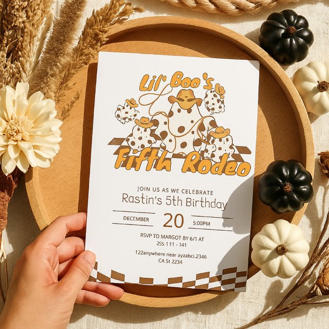 Retro Cowboy Halloween Checkered Pattern Birthday Invitation (Creator Uploaded)