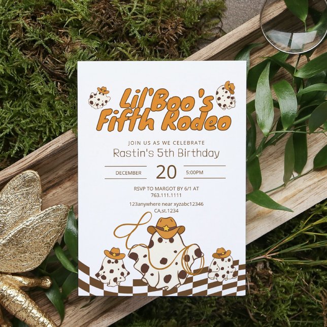 Retro Cowboy Halloween Checkered Pattern Birthday  Invitation (Creator Uploaded)