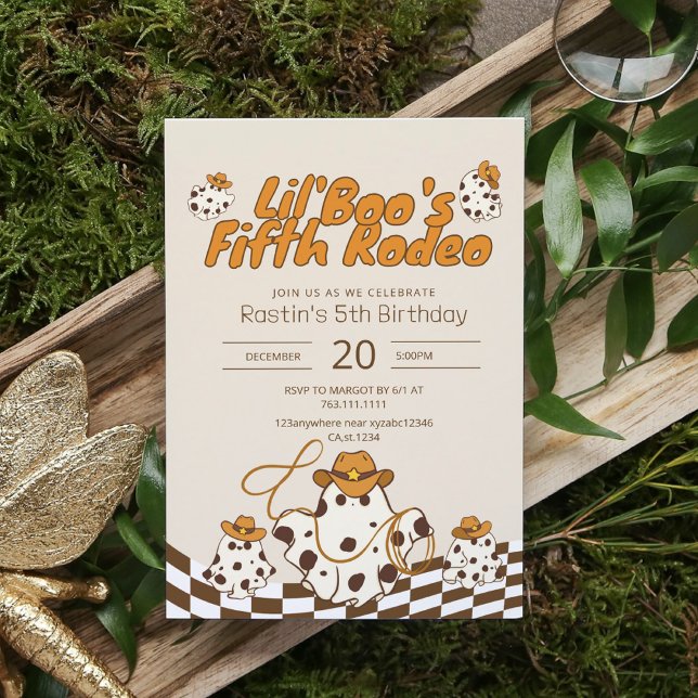 Retro Cowboy Halloween Checkered Pattern Birthday  Invitation (Creator Uploaded)