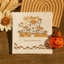 Retro Cowboy Halloween Checkered Pattern Birthday